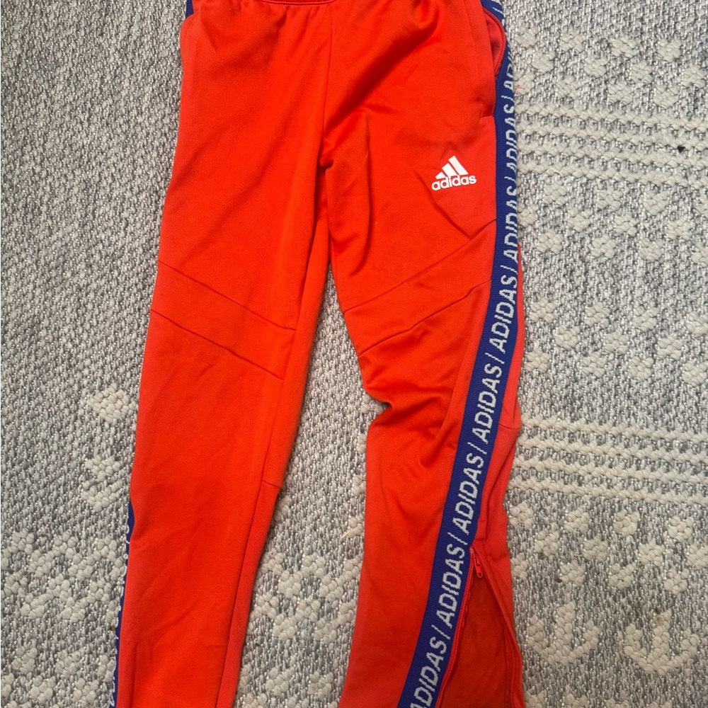 Adidas Kids' Red Joggers with Blue Accents - Picture 2 of 5